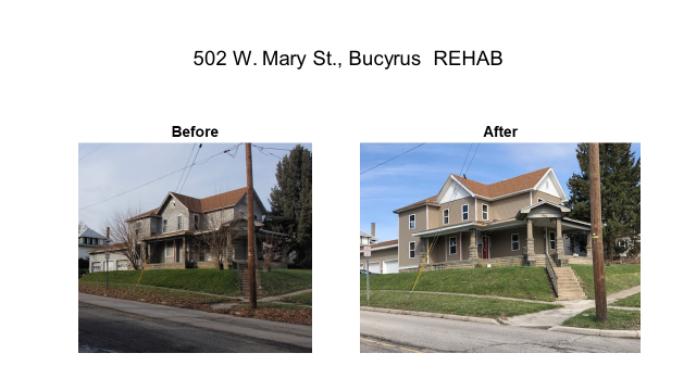 Before & After photos of a rehabilitation of a delapidated home